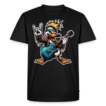 Duck Rock and Roll Guitarist - Men's Premium Organic T-Shirt - black - Front - Nico (187cm)