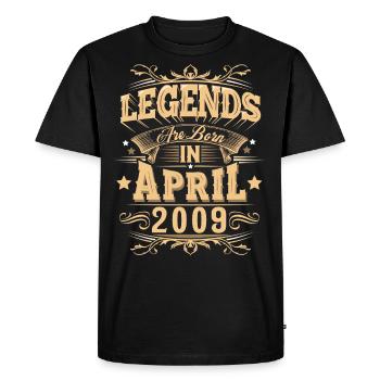 Légende de l’anniversaire d’avril 2009 - T-shirt Premium bio Homme - noir - Devant - Nico (187cm)