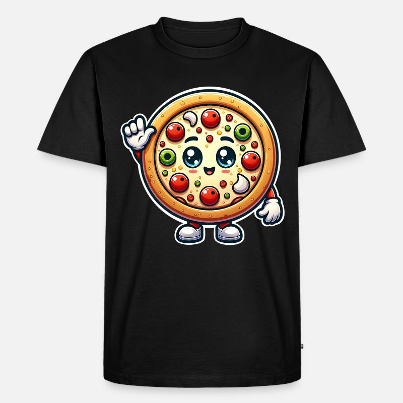 Pizza - Männer Premium Bio T-Shirt - Schwarz