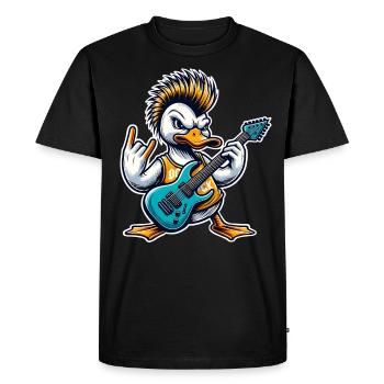 Duck Rock and Roll Guitarist - Men's Premium Organic T-Shirt - black - Front - Nico (187cm)