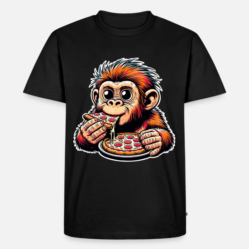 Neandertaler Pizza - Männer Premium Bio T-Shirt - Schwarz