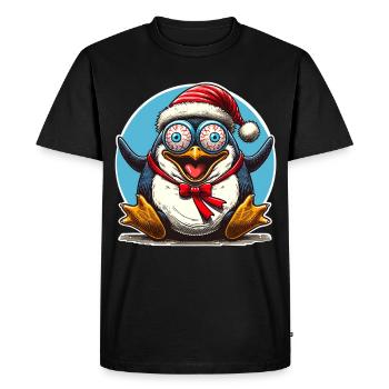 crazy Christmas penguin - Men's Premium Organic T-Shirt - black - Front - Nico (187cm)