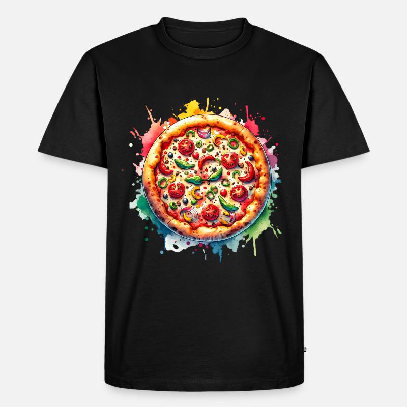 Pizza - Männer Premium Bio T-Shirt - Schwarz