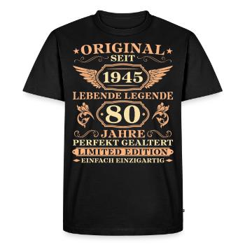 80 Geburtstag Geboren Jahrgang 1945 - Männer Premium Bio T-Shirt - Schwarz - Vorne - Nico (187cm)