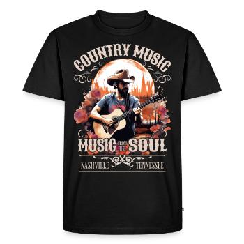 Musique country Guitare Guitariste Chanteur Vintage - T-shirt Premium bio Homme - noir - Devant - Nico (187cm)