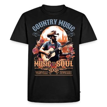 Musique country Guitare Guitariste Chanteur Vintage - T-shirt Premium bio Homme - noir - Devant - Nico (187cm)