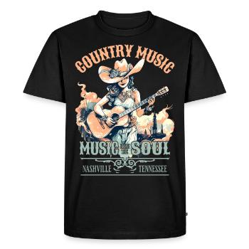 Country Music Fille Guitare Western USA Vintage - T-shirt Premium bio Homme - noir - Devant - Nico (187cm)