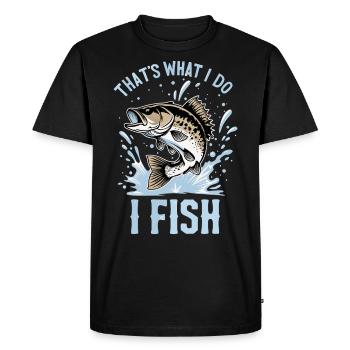 C’est ce que je fais Je pêche drôles de dictons de pêcheur - T-shirt Premium bio Homme - noir - Devant - Nico (187cm)