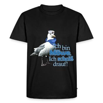 Drôle de mouette avec le dicton - Fuck It ! - T-shirt Premium bio Homme - noir - Devant - Nico (187cm)