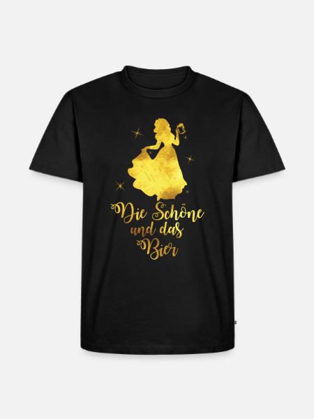 Die Schöne und das Bier - Männer Premium Bio T-Shirt - Schwarz