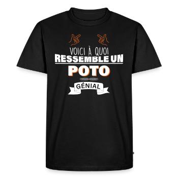 Voici à quoi ressemble un poto génial - T-shirt Premium bio Homme - noir - Devant - Nico (187cm)