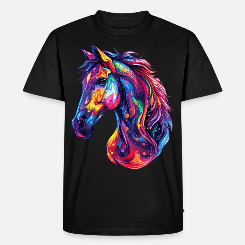 Ein psychedelischer Pferdekopf - Männer Premium Bio T-Shirt - Schwarz