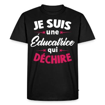 Je suis une éducatrice qui déchire - T-shirt Premium bio Homme - noir - Devant - Nico (187cm)
