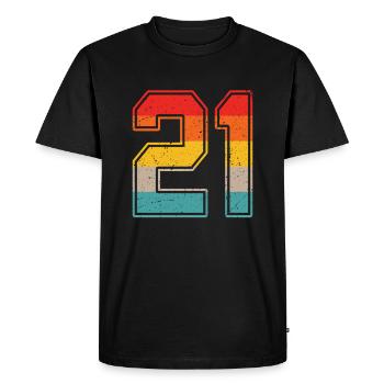 21 Years Retro Jersey Number 21 T-shirt Number 21 - Men's Premium Organic T-Shirt - black - Front - Nico (187cm)
