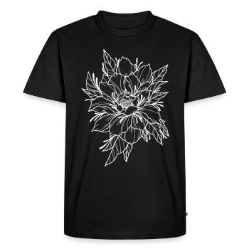 Weiße Pfingstrose - Männer Premium Bio T-Shirt - Schwarz - Vorne - Nico (187cm)