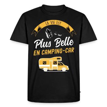 Le vie est plus belle en camping-car - T-shirt Premium bio Homme - noir - Devant - Nico (187cm)