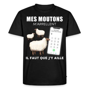 Moutons humour cadeau métier éleveur de berger - T-shirt Premium bio Homme - noir - Devant - Nico (187cm)