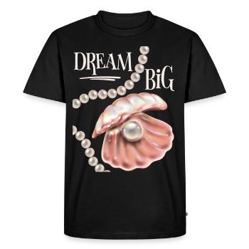 Shell with pearl, motivational saying Dream-Big - Men's Premium Organic T-Shirt - black - Front - Nico (187cm)