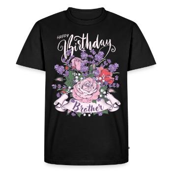 Joyeux-Anniversaire-Frère, Frère-Frère Anniversaire - T-shirt Premium bio Homme - noir - Devant - Nico (187cm)