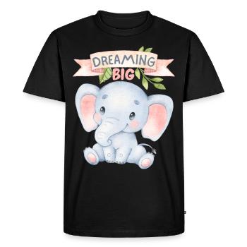 Little elephant, funny saying Dreaming Big - Men's Premium Organic T-Shirt - black - Front - Nico (187cm)