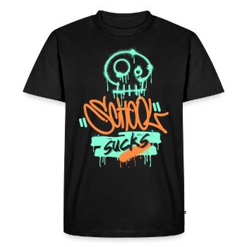School, school frustration, funny saying graffiti style - Men's Premium Organic T-Shirt - black - Front - Nico (187cm)