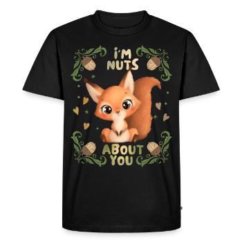 Squirrel Love, I'm-Nuts-About-You Saying - Men's Premium Organic T-Shirt - black - Front - Nico (187cm)