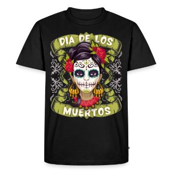 Dia-de-los-Muertos, Mexiko Vintage-sugar-skull - Männer Premium Bio T-Shirt - Schwarz - Vorne - Nico (187cm)