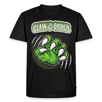 Griffe, griffe de dinosaure dicton drôle, jeu de mots - T-shirt Premium bio Homme - noir - Devant - Nico (187cm)