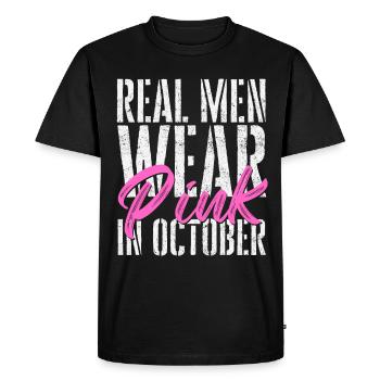 Les vrais hommes portent du rose en octobre - T-shirt Premium bio Homme - noir - Devant - Nico (187cm)