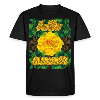 Hello-Summer, Tagetes, Tagetes-Marigold, Summer - T-shirt Premium bio Homme - noir - Devant - Nico (187cm)