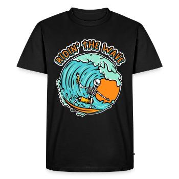 Drôle de surfeur, surf, crâne, dire surf - T-shirt Premium bio Homme - noir - Devant - Nico (187cm)