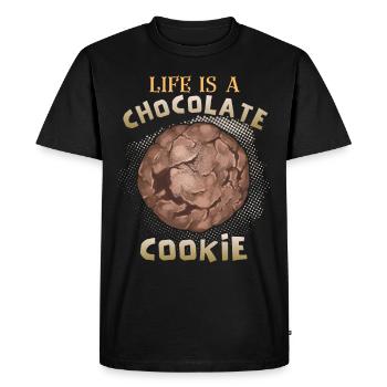 Chocolat, biscuits aux pépites de chocolat drôle de dicton - T-shirt Premium bio Homme - noir - Devant - Nico (187cm)