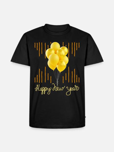 Godt nytår, tillykke med balloner - Herre Premium økologisk T-shirt - sort