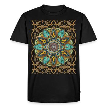 Mandala Design, Mandala 3D, Arabesque Vintage - T-shirt Premium bio Homme - noir - Devant - Nico (187cm)