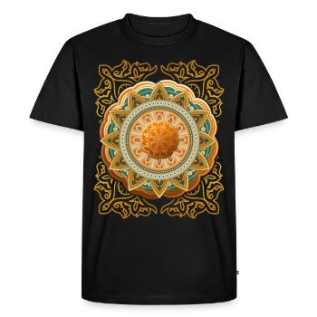 Mandala d’or, Mandala 3D, Arabesque vintage - T-shirt Premium bio Homme - noir - Devant - Nico (187cm)