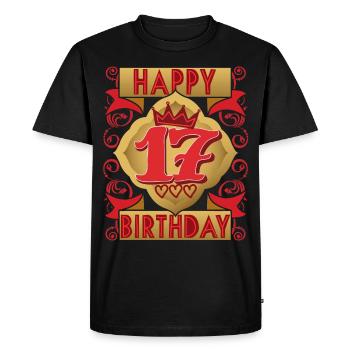 17th birthday 17 years old saying, vintage design - Men's Premium Organic T-Shirt - black - Front - Nico (187cm)