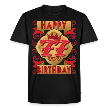 77e anniversaire 77 ans dicton, design vintage - T-shirt Premium bio Homme - noir - Devant - Nico (187cm)