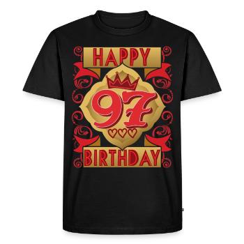 97th birthday 97 years old saying, vintage design - Men's Premium Organic T-Shirt - black - Front - Nico (187cm)