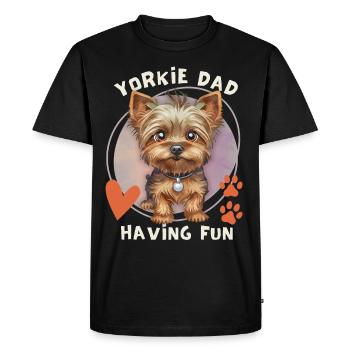 Yorkshire Terrier, Yorkie, Yorkie-papa Dire - T-shirt Premium bio Homme - noir - Devant - Nico (187cm)