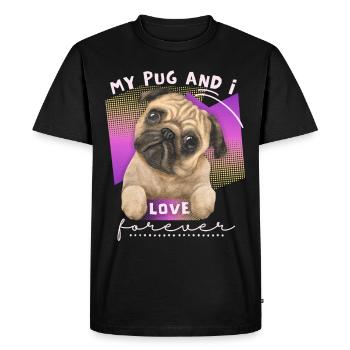 Funny Pug, Pug Watercolor, Saying - Men's Premium Organic T-Shirt - black - Front - Nico (187cm)