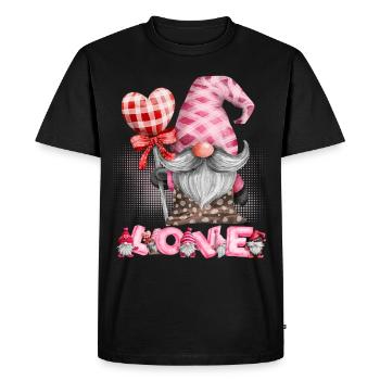Saint-Valentin, Gnome, Nain Gnome Amour-Amour - T-shirt Premium bio Homme - noir - Devant - Nico (187cm)