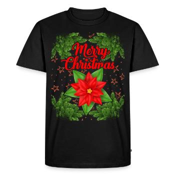 Branches de Noël, poinsettia, motif de Noël - T-shirt Premium bio Homme - noir - Devant - Nico (187cm)