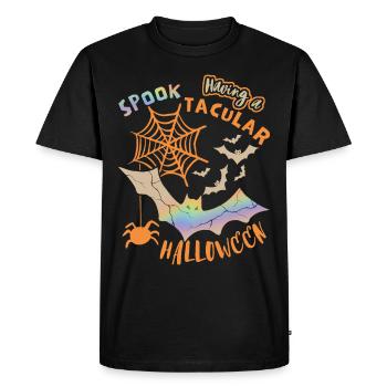 Halloween Spider, Bat, Funny Saying, Pun - Men's Premium Organic T-Shirt - black - Front - Nico (187cm)