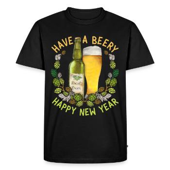 Beer New Year New Year's Eve Saying Beer Drinker Saying - Men's Premium Organic T-Shirt - black - Front - Nico (187cm)