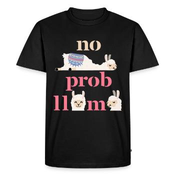 Lama-Llama, funny saying, no-probllama, pun - Men's Premium Organic T-Shirt - black - Front - Nico (187cm)
