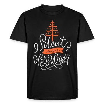 Silent-Night-Holy-Night, typographie Arbre de Noël - T-shirt Premium bio Homme - noir - Devant - Nico (187cm)