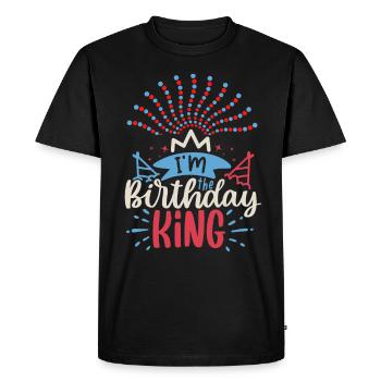 Birthday, colorful fireworks, saying Birthday-King - Men's Premium Organic T-Shirt - black - Front - Nico (187cm)