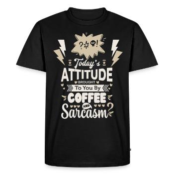 Coffee and sarcasm funny saying typography - Men's Premium Organic T-Shirt - black - Front - Nico (187cm)