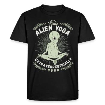 Yoga extraterrestre, Yoga, Extraterrestre, Homme vert - T-shirt Premium bio Homme - noir - Devant - Nico (187cm)