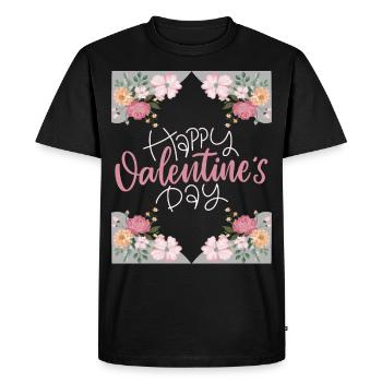 Saint-Valentin, Joyeuse-Saint-Valentin, dicton, fleurs - T-shirt Premium bio Homme - noir - Devant - Nico (187cm)